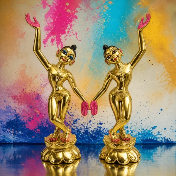 Gaura Nitai One Hand Up One Hand Down Metal Deity, Asthadhatu -- Special