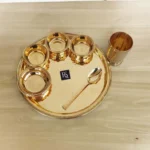 Pure Brass Matt Finish 7-Piece Dinner Set / Thali Set